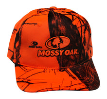 Load image into Gallery viewer, Mossy Oak BU Blaze Orange Camo Logo Hunting Cap Hat for Men, Flat Bill with Slight Curve Visor, Sweatband, Mid-High Crown, Structured, 6 Panel, Sewn Eyelets Camouflage Cap Hat Visor - Camo Chique &amp; Spa Boutique
