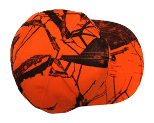 Mossy Oak BU Blaze Orange Camo Logo Hunting Cap Hat for Men, Flat Bill with Slight Curve Visor, Sweatband, Mid-High Crown, Structured, 6 Panel, Sewn Eyelets Camouflage Cap Hat Visor - Camo Chique & Spa Boutique