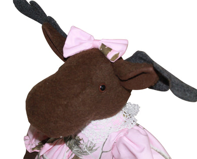 Realtree AP Pink Camo Vintage-Style Moose Plush Stuffed Animal Dress Moose Doll 26