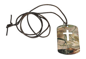 Realtree AP Camo Camouflage Dog Tag Cross Necklace Pendant Jewelry Made in USA - Camo Chique & Spa Boutique
