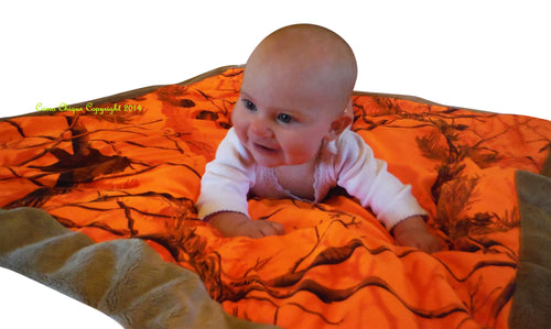 Carstens Realtree Mossy Oak Blaze Orange Infant Toddler Baby Receiving Swaddle Blanket Bib