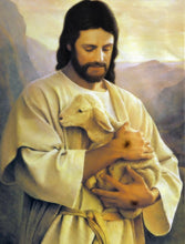 Load image into Gallery viewer, how to be born again saved Christian Jesus Christ Saviour holding lamb john 3 16
