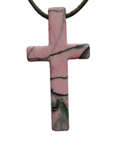 Load image into Gallery viewer, Realtree Pink Camo Steel and Leather Stahl Cross Crucifix Religious Necklace Pendant Jewelry, Made in the USA - Camo Chique &amp; Spa Boutique
