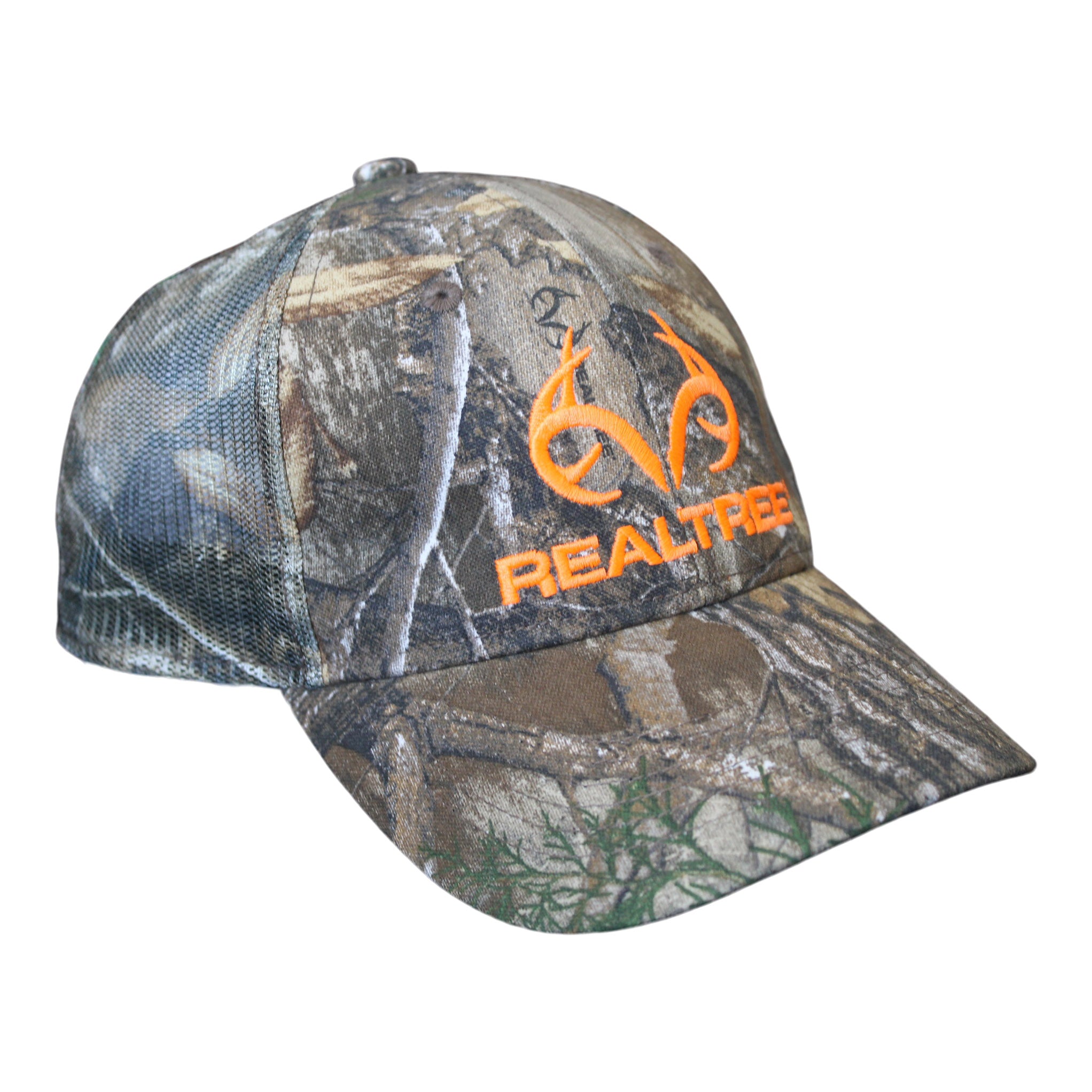 New Realtree Fishing 3D Logo Real Tree Navy Neon Yellow Mens Trucker Cap Hat