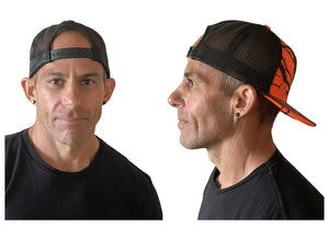Mossy Oak Blaze Orange Camo Trucker Cap Hat Curved or Flat Sweatband  Mesh Snap Back - Camo Chique & Spa Boutique