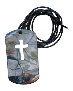 Realtree AP Camo Camouflage Dog Tag Cross Necklace Pendant Jewelry Made in USA - Camo Chique & Spa Boutique