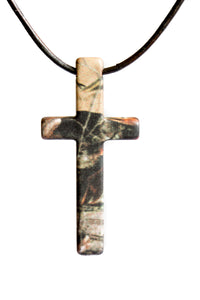 Realtree AP Hunters Camo Cross Pendant Necklace Jewelry, Custom Steel & Leather, Made in the USA - Camo Chique & Spa Boutique